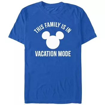 Мужская футболка Disney's This Family Is In Vacation Mode с логотипом Микки Хэда Licensed Character, цвет Royal