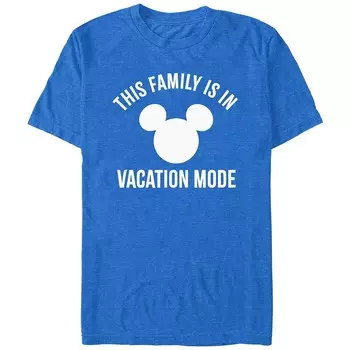 Мужская футболка Disney's This Family Is In Vacation Mode с логотипом Микки Хэда Licensed Character, цвет Royal Heather