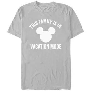 Мужская футболка Disney's This Family Is In Vacation Mode с логотипом Микки Хэда Licensed Character, цвет Silver