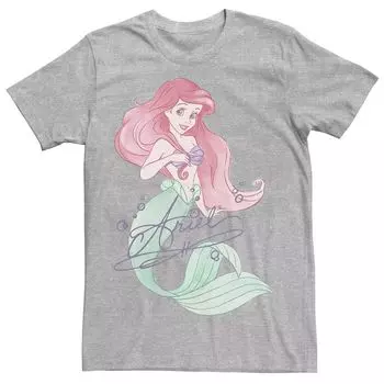 Мужская футболка Disney The Little Mermaid Ariel с автографом и портретом Licensed Character