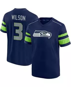 Мужская футболка DK Metcalf College Navy Seattle Seahawks с логотипом и номером с v-образным вырезом Fanatics, синий