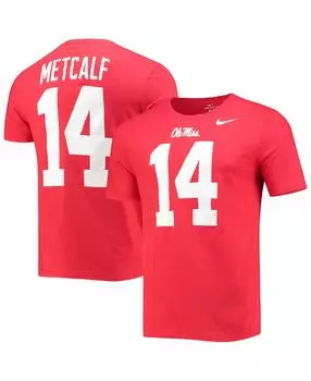 Мужская футболка dk metcalf red ole miss rebels alumni name number Nike, красный