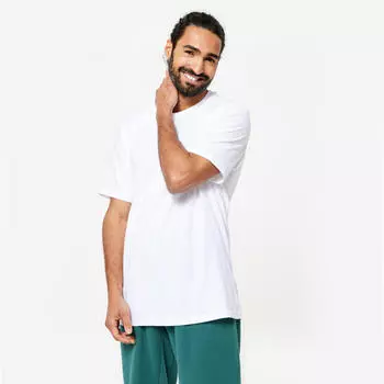 Мужская футболка для фитнеса 500 Essentials - Ice White Domyos