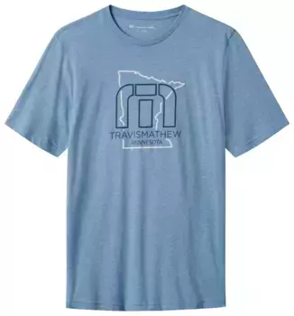 Мужская футболка для гольфа TravisMathew Monarch 2.0 MN State с графическим рисунком, цвет Heather Allure