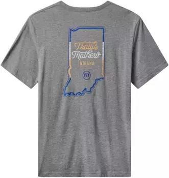 Мужская футболка для гольфа TravisMathew с графическим изображением «Отдаленные районы штата Индиана», цвет Heather Medium Grey