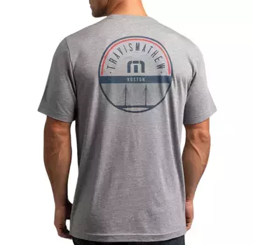 Мужская футболка для гольфа TravisMathew The Charles 2.0 MA State с графическим рисунком, цвет Heather Grey