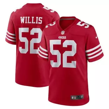 Мужская футболка для пенсионеров Патрика Уиллиса Скарлет Сан-Франциско 49ers Nike