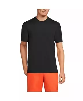 Мужская футболка для плавания с короткими рукавами UPF 50 Рашгард Lands' End, черный