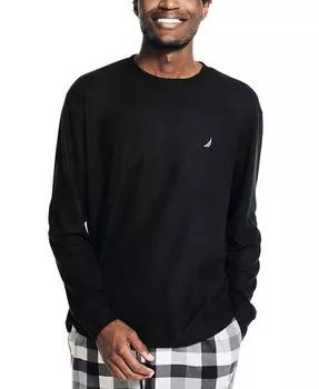 Мужская футболка для сна с вафельным рисунком и длинными рукавами Nautica, черный