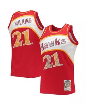 Мужская футболка dominique wilkins red atlanta hawks 1986-87 hardwood classics 75th anniversary diamond swingman jersey Mitchell & Ness, красный