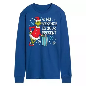 Мужская футболка Dr. Seuss Grinch My Presence Is Your Present с длинным рукавом Licensed Character