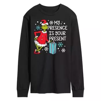 Мужская футболка Dr. Seuss Grinch My Presence Is Your Present с длинным рукавом Licensed Character