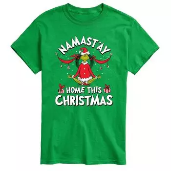 Мужская футболка Dr. Seuss Grinch Namast'ay Home This Christmas Licensed Character