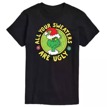 Мужская футболка Dr Seuss The Grinch "Все твои свитеры уродливые" Licensed Character, черный