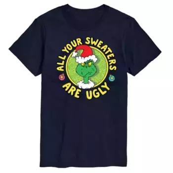 Мужская футболка Dr Seuss The Grinch "Все твои свитеры уродливые" Licensed Character, синий