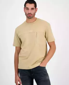 Мужская футболка Dubi Relaxed Fit с коротким рукавом и молнией Hugo Boss, коричневый/бежевый