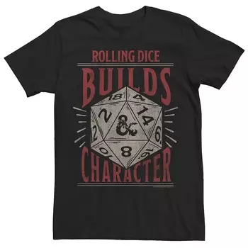 Мужская футболка Dungeons And Dragons Rolling Dice Builds с персонажем Licensed Character, черный