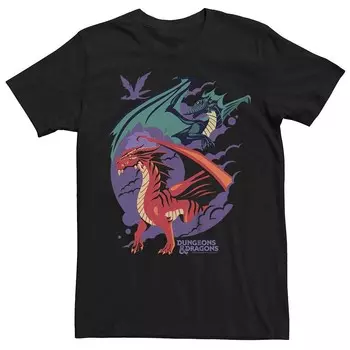 Мужская футболка Dungeons & Dragons Red and Green Dragons с рисунком Licensed Character, черный