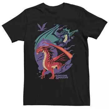 Мужская футболка Dungeons & Dragons Red and Green Dragons с рисунком Licensed Character