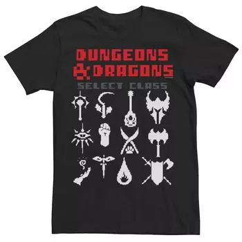 Мужская футболка Dungeons & Dragons Select Class с 8-битным логотипом Licensed Character