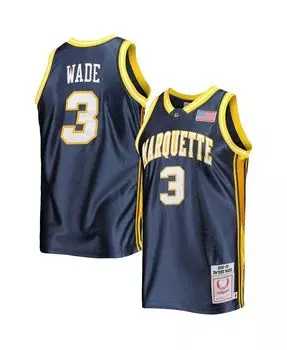Мужская футболка dwyane wade navy marquette golden eagles 2002-03 authentic throwback college jersey Mitchell & Ness, синий