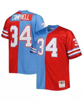 Футбо Mitchell & Ness Men's Earl Campbell Houston Oilers Big and Tall Gridiron Classics Split, красный/голубой