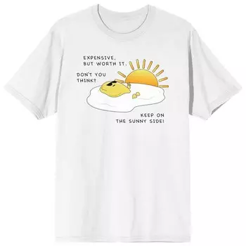 Мужская футболка Eggspensive Eggs Sunny Side с графическим рисунком Licensed Character, белый