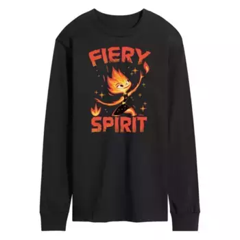 Мужская футболка Elemental Firey Spirit с длинным рукавом Disney, черный