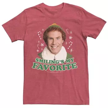 Мужская футболка Elf Buddy I Just Like To Smile с текстовым портретом и графическим рисунком Licensed Character, цвет Red Heather