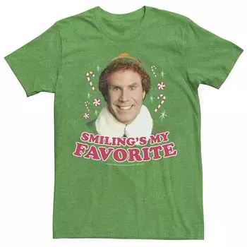 Мужская футболка Elf Buddy I Just Like To Smile с текстовым портретом Licensed Character