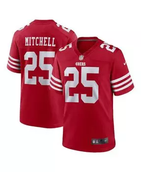 Мужская футболка elijah mitchell scarlet san francisco 49ers team player game Nike