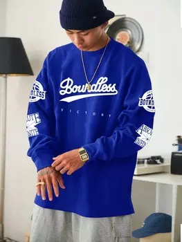 Мужская футболка EMRG с длинными рукавами, круглым вырезом, свободного кроя Manfinity, синий