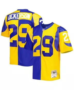 Мужская футболка eric dickerson royal, gold los angeles rams 1984 split legacy, копия джерси Mitchell & Ness, мульти