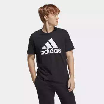 Мужская футболка Essentials Single Jersey с большим логотипом Adidas, черный/белый