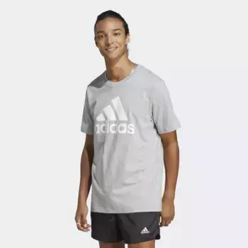 Мужская футболка Essentials Single Jersey с большим логотипом Adidas, серый