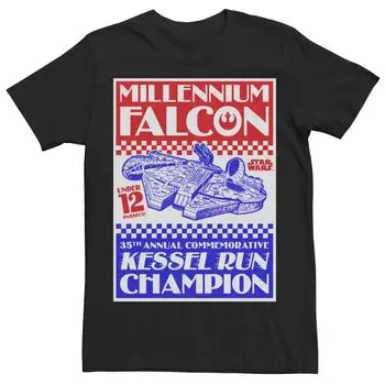 Мужская футболка Falcon Kessel Run с плакатом, красно-бело-синей графикой Star Wars