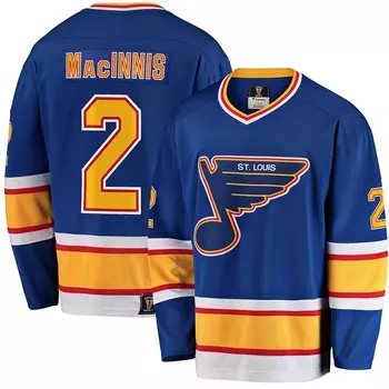 Мужская футболка Fanatics Al Macinnis Blue St. Louis Blues Premier отколовшегося игрока пенсионера, цвет Blu Blue
