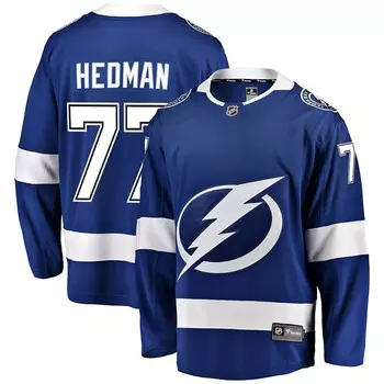 Мужская футболка Fanatics Branded Victor Hedman Blue Tampa Bay Lightning Home Premier Breakaway Player, цвет Lgh Blue