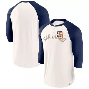 Мужская футболка Fanatics Branded White/темно-синяя San Diego Padres Backdoor Slider Raglan с рукавами 3/4