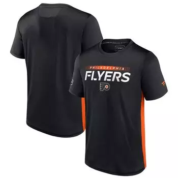 Мужская футболка Fanatics черно-оранжевого цвета с логотипом Philadelphia Flyers Authentic Pro Rink Tech