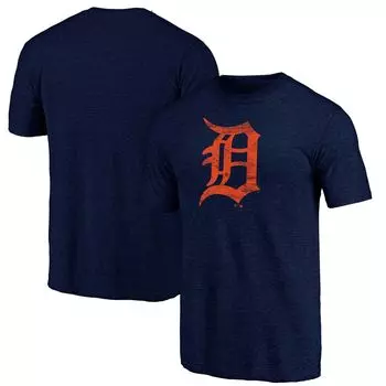 Мужская футболка Fanatics с фирменным логотипом Detroit Tigers Weathered Tri-Blend с официальным логотипом