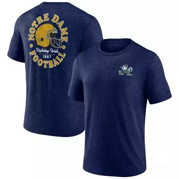 Мужская футболка Fanatics с логотипом Heather Navy Notre Dame Fighting Irish Old-School Bold Tri-Blend