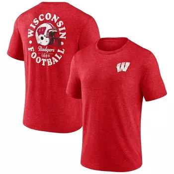 Мужская футболка Fanatics с логотипом Heather Red Wisconsin Badgers Old-School Bold Tri-Blend, цвет Wis Red