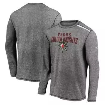 Мужская футболка Fanatics с логотипом Heathered Grey Vegas Golden Knights Special Edition с длинными рукавами