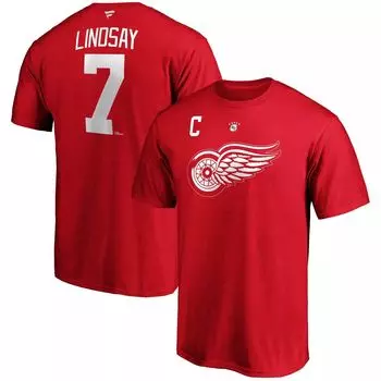 Мужская футболка Fanatics с логотипом Ted Lindsay Red Detroit Red Wings, футболка с именем и номером игрока в отставке Stack