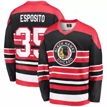 Мужская футболка Fanatics с логотипом Tony Esposito Red Chicago Blackhawks Premier отколовшегося игрока пенсионера