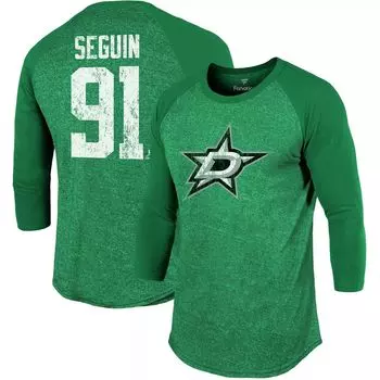 Мужская футболка Fanatics с логотипом Tyler Seguin Kelly Green Dallas Stars, имя и номер, футболка тройного реглан с рукавами 3/4