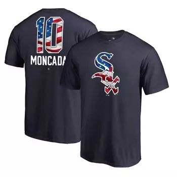 Мужская футболка Fanatics с логотипом Yoan Moncada Navy Chicago White Sox Banner Wave с именем и номером