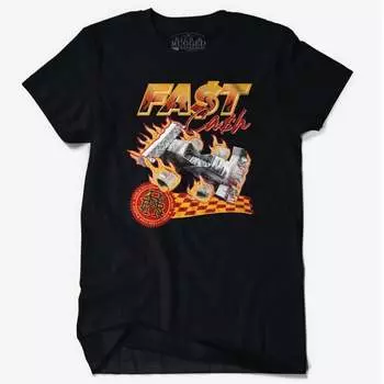 Мужская футболка Fast Cash черного/ярко-оранжевого/красного цвета Rich & Rugged Apparel