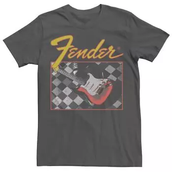 Мужская футболка Fender с клетчатым гитарным плакатом в стиле ретро Licensed Character